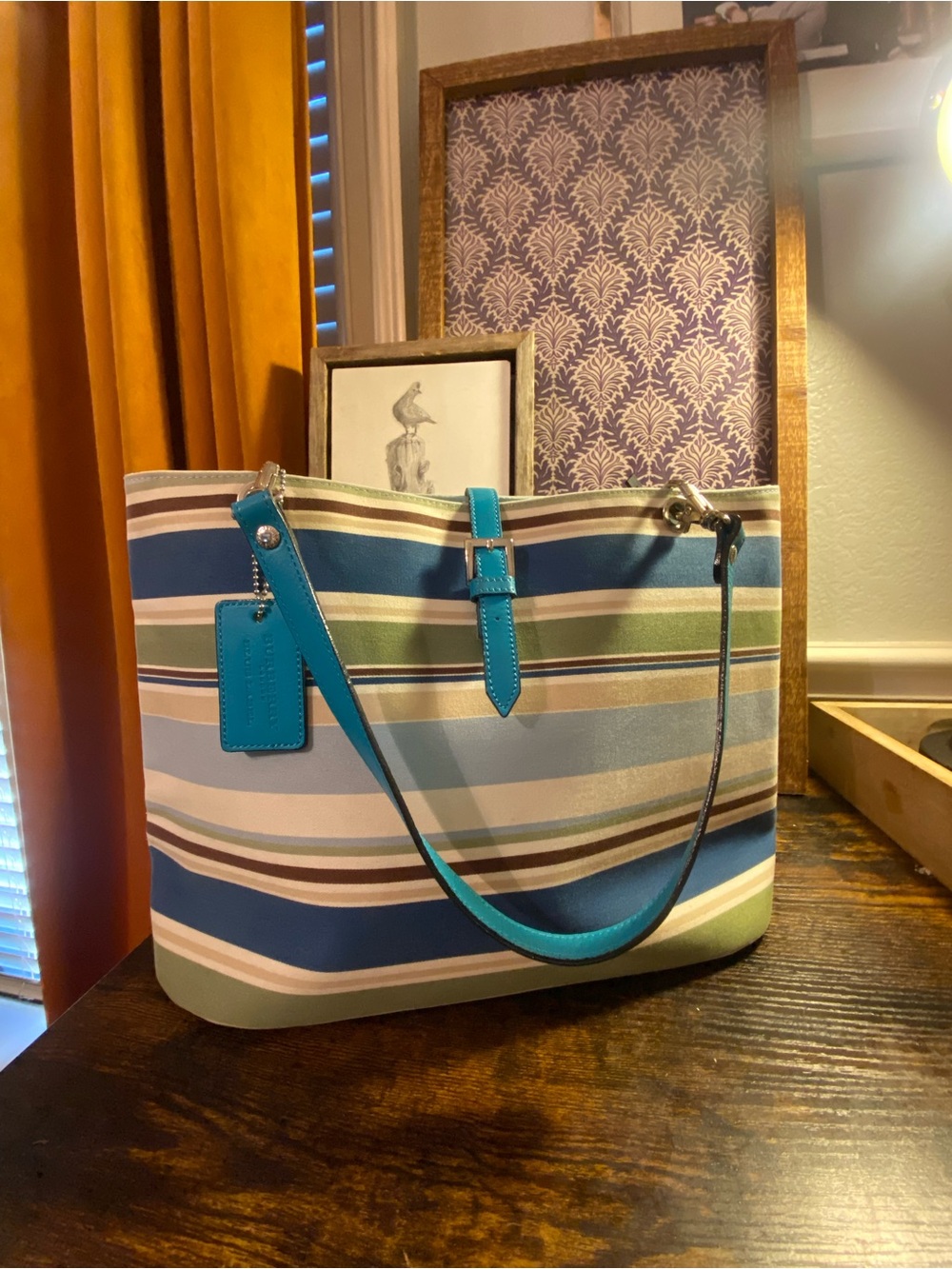 Burberry Striped Canvas Tote Bag
